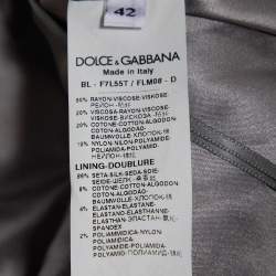 Pre Owned Dolce & Gabbana Grey Floral Corded Lace Three Quarter Sleeve Top M 