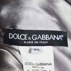 Pre Owned Dolce & Gabbana Grey Floral Corded Lace Three Quarter Sleeve Top M 