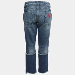 Pre Owned Dolce & Gabbana Blue Washed & Ripped Denim Jeans S Waist 30"