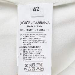 Pre Owned Dolce & Gabbana White China Plate Printed Crepe Sheath Midi Dress M