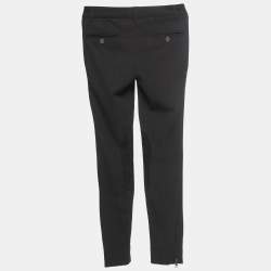 Pre Owned Dolce & Gabbana Black Wool Suede Trimmed Slim Fit Trousers XS