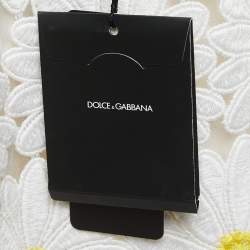 Pre Owned Dolce & Gabbana White Floral Guipure Lace Midi Skirt S