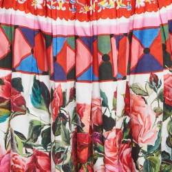 Pre Owned Dolce & Gabbana Multicolor Mambo Print Cotton Flared Skirt M