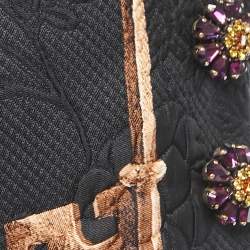Pre Owned Dolce & Gabbana Black Floral & Key Printed Silk Maxi Dress S