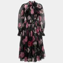 Dolce & Gabbana Scarf Roses Pink Floral - Chiffon Silk Shawl