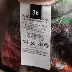 Pre Owned Dolce & Gabbana Multicolor Bull Rider Printed Cotton & Linen T-Shirt XS