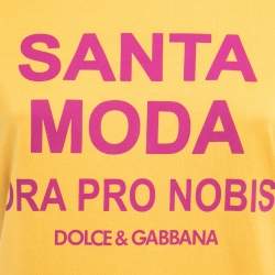 Pre Owned Dolce & Gabbana Yellow/Pink Cotton Printed T-Shirt S