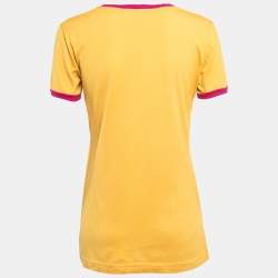 Pre Owned Dolce & Gabbana Yellow/Pink Cotton Printed T-Shirt S