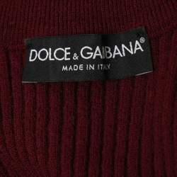 Pre Owned Dolce & Gabbana Burgundy Ribbed Knit Sleeveless Top S