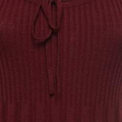 Pre Owned Dolce & Gabbana Burgundy Ribbed Knit Sleeveless Top S