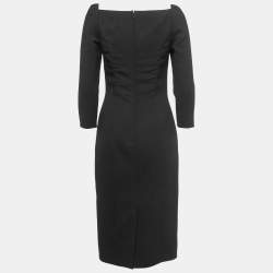 Pre Owned Dolce & Gabbana Black Wool Midi Dress S