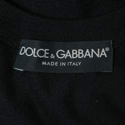 Pre Owned Dolce & Gabbana Black Lace Detail Knit Top M