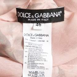 Pre Owned Dolce & Gabbana Pink Bengal Cat Floral Printed Chiffon Midi Dress L