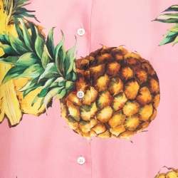 Pre Owned Dolce & Gabbana Pink Pineapple Print Silk Blouse L