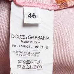 Pre Owned Dolce & Gabbana Pink Pineapple Print Silk Blouse L