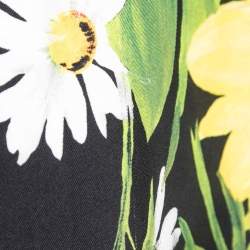 Pre Owned Dolce & Gabbana Black Sunflower Printed Silk Pajama Top L