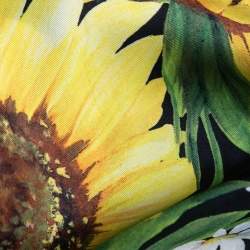 Pre Owned Dolce & Gabbana Black Sunflower Printed Silk Pajama Top L