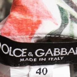 Pre Owned Dolce & Gabbana Red Rose Printed Cotton Ruffled Off Shoulder Top S