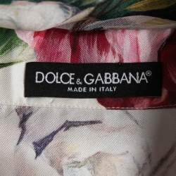 Pre Owned Dolce & Gabbana Multicolor Floral Printed Silk Pajama Top M