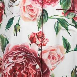 Pre Owned Dolce & Gabbana Multicolor Floral Printed Silk Pajama Top M