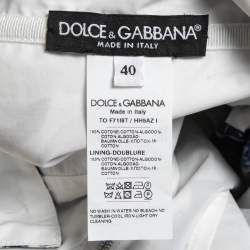 Pre Owned Dolce & Gabbana Blue Printed Cotton Peplum Top S