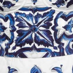 Pre Owned Dolce & Gabbana Blue Printed Cotton Peplum Top S
