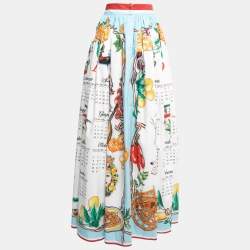 مملوكة مسبقًا Dolce & Gabbana Multicolor Printed Cotton Flared Maxi Skirt M