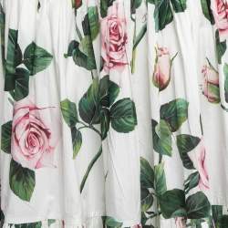 مملوكة مسبقًا Dolce & Gabbana White Floral Print Cotton Maxi Skirt M