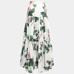 مملوكة مسبقًا Dolce & Gabbana White Floral Print Cotton Maxi Skirt M