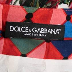 Pre Owned Dolce & Gabbana Multicolor Mambo Print Silk Flounce Midi Skirt S