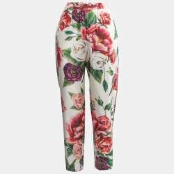 Dolce & Gabbana Multicolor Floral Printed Silk Trousers L
