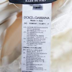 Pre Owned Dolce & Gabbana White Lace Ruched Trail Wedding Gown S