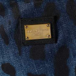 Pre Owned Dolce & Gabbana Navy Blue Animal Printed Denim Straight Leg Jeans L