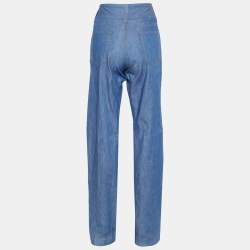 Dolce & Gabbana Blue Denim High Waisted Wide Leg Pants L