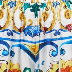 Pre Owned Dolce & Gabbana Multicolor Majolica Printed Silk Trousers S