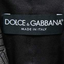 Pre Owned Dolce & Gabbana Grey Striped Jacquard & Velvet Lapel Blazer S