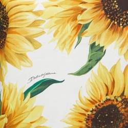 Pre Owned Dolce & Gabbana White/Yellow Sunflower Printed Cotton Top S