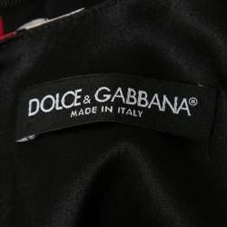 Pre Owned Dolce & Gabbana Black Miss Sicily Bag Printed Silk Midi Dress S