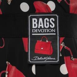 Pre Owned Dolce & Gabbana Black Miss Sicily Bag Printed Silk Midi Dress S