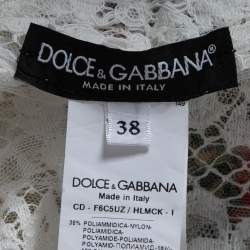 Pre Owned Dolce & Gabbana White Lace Rose Embroidered Mini Dress S