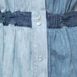 Pre Owned Dolce & Gabbana Blue Patched Denim Shirt Mini Dress XS