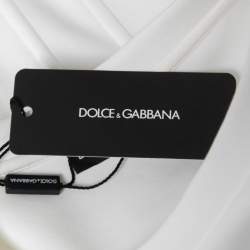Pre Owned Dolce & Gabbana White Cotton Bustier Detail Crew Neck T-Shirt L