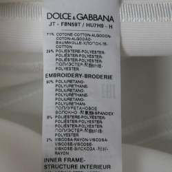 Pre Owned Dolce & Gabbana White Cotton Bustier Detail Crew Neck T-Shirt L