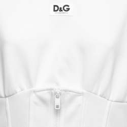 Pre Owned Dolce & Gabbana White Cotton Bustier Detail Crew Neck T-Shirt L