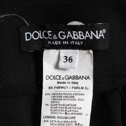 Pre Owned Dolce & Gabbana Black Polka Dot Print Crepe Draped Skirt XS