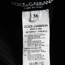 Pre Owned Dolce & Gabbana Black Polka Dot Print Crepe Draped Skirt XS