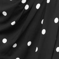 Pre Owned Dolce & Gabbana Black Polka Dot Print Crepe Draped Skirt XS