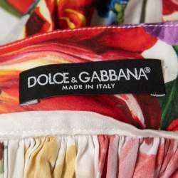 Pre Owned Dolce & Gabbana Multicolor Floral Printed Cotton Flared Mini Skirt S