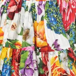 Pre Owned Dolce & Gabbana Multicolor Floral Printed Cotton Flared Mini Skirt S