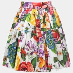 Pre Owned Dolce & Gabbana Multicolor Floral Printed Cotton Flared Mini Skirt S